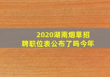 2020湖南烟草招聘职位表公布了吗今年