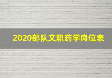 2020部队文职药学岗位表