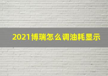 2021博瑞怎么调油耗显示