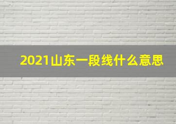 2021山东一段线什么意思