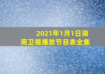 2021年1月1日湖南卫视播放节目表全集