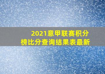 2021意甲联赛积分榜比分查询结果表最新