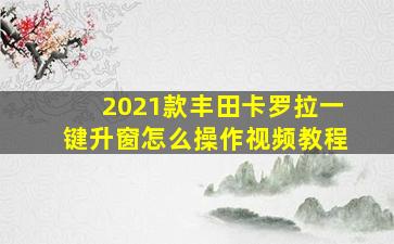 2021款丰田卡罗拉一键升窗怎么操作视频教程