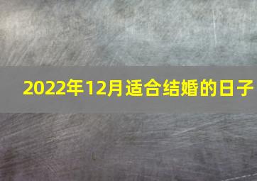 2022年12月适合结婚的日子