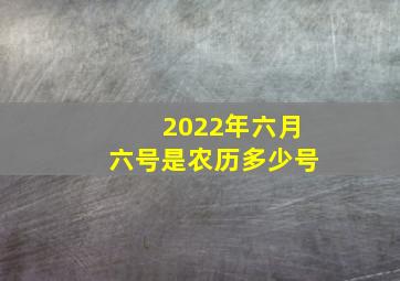 2022年六月六号是农历多少号