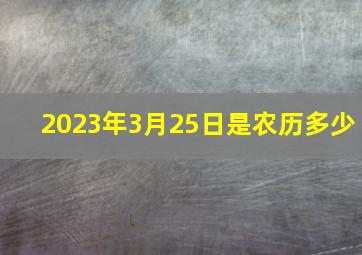 2023年3月25日是农历多少