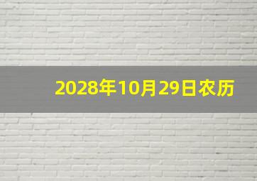 2028年10月29日农历