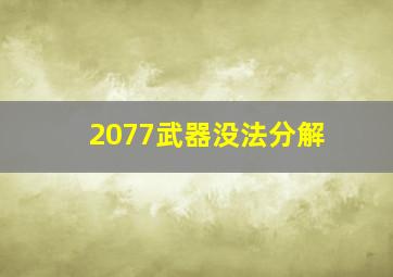 2077武器没法分解