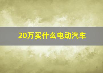 20万买什么电动汽车