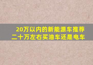 20万以内的新能源车推荐二十万左右买油车还是电车