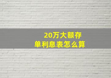 20万大额存单利息表怎么算