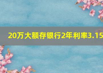 20万大额存银行2年利率3.15