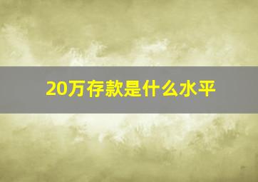 20万存款是什么水平