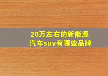 20万左右的新能源汽车suv有哪些品牌