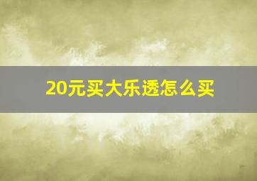 20元买大乐透怎么买