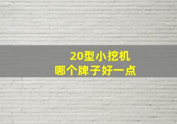 20型小挖机哪个牌子好一点