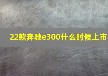 22款奔驰e300什么时候上市