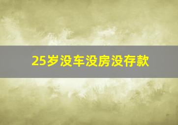 25岁没车没房没存款