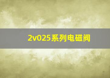 2v025系列电磁阀