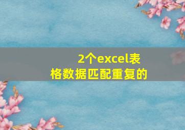 2个excel表格数据匹配重复的