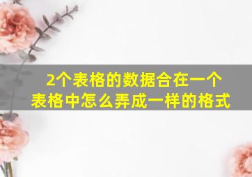 2个表格的数据合在一个表格中怎么弄成一样的格式