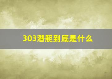 303潜艇到底是什么