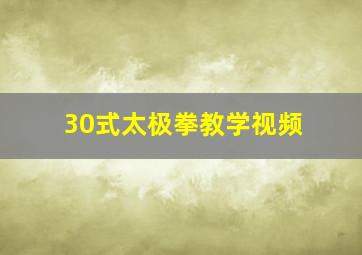 30式太极拳教学视频