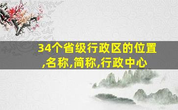 34个省级行政区的位置,名称,简称,行政中心