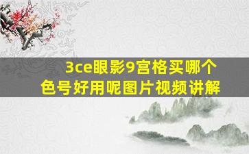 3ce眼影9宫格买哪个色号好用呢图片视频讲解