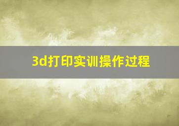 3d打印实训操作过程