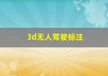 3d无人驾驶标注