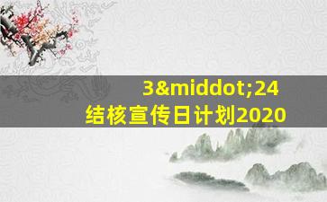 3·24结核宣传日计划2020