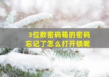 3位数密码箱的密码忘记了怎么打开锁呢