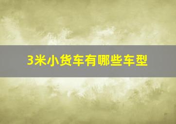 3米小货车有哪些车型