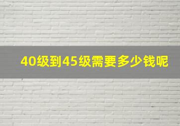 40级到45级需要多少钱呢