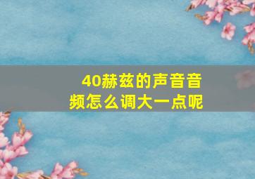 40赫兹的声音音频怎么调大一点呢