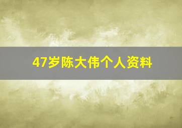 47岁陈大伟个人资料