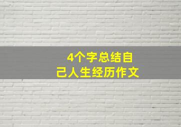 4个字总结自己人生经历作文