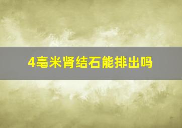 4亳米肾结石能排出吗