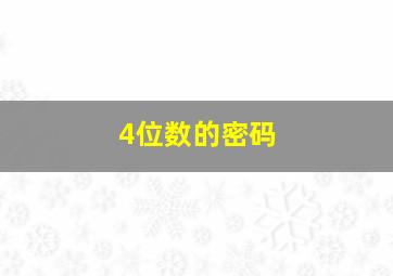 4位数的密码