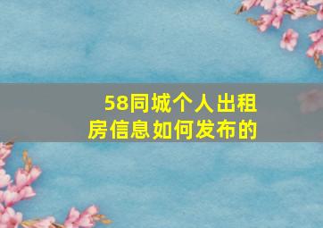 58同城个人出租房信息如何发布的