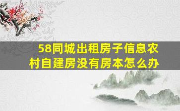 58同城出租房子信息农村自建房没有房本怎么办