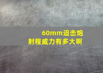 60mm迫击炮射程威力有多大啊