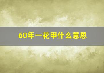 60年一花甲什么意思