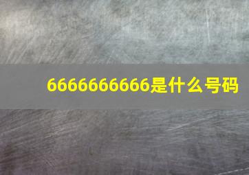 6666666666是什么号码