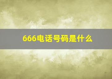 666电话号码是什么