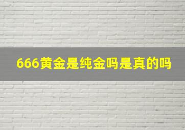 666黄金是纯金吗是真的吗