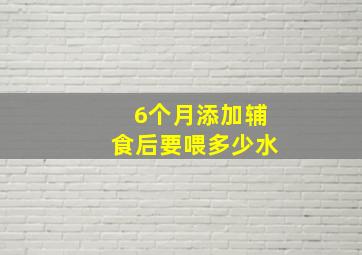 6个月添加辅食后要喂多少水