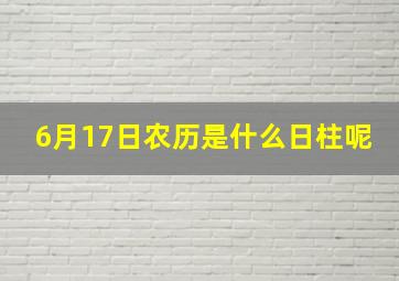 6月17日农历是什么日柱呢