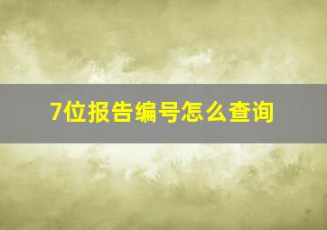 7位报告编号怎么查询